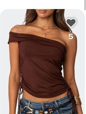 Edikted brown asymmetrical off the shoulder top